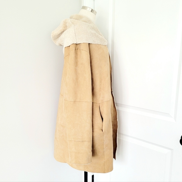 Vintage Sawyer of Napa Camel Hooded Shearling Fur Coat RARE Luxury Travel Winter - Picture 4 of 9